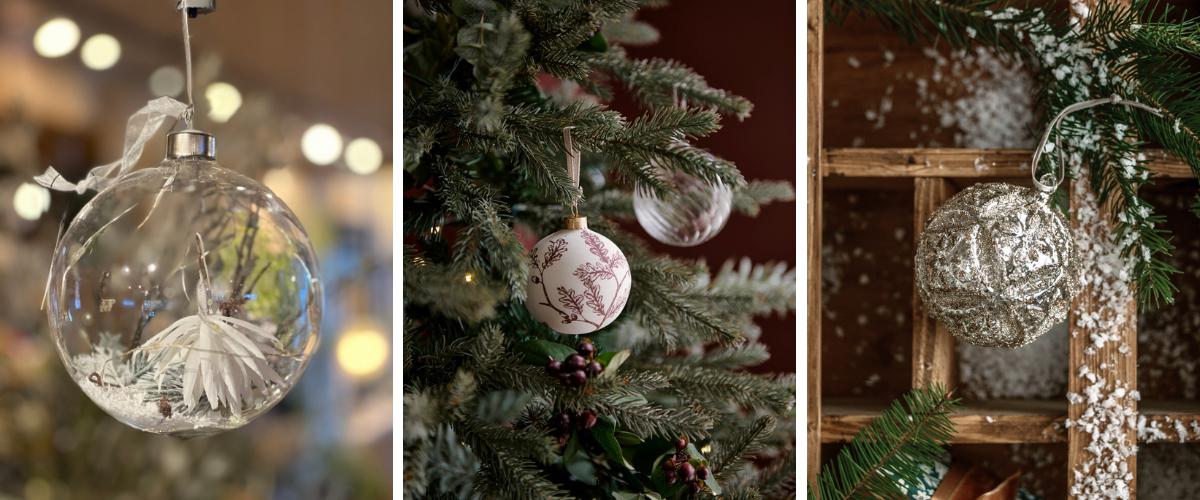 Baubles filled with grasses and LED lights